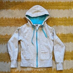 Champion womens heather grey workout sweatshirt hoodie with teal lining